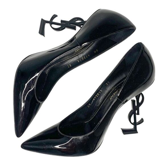 Saint Laurent Opyum 110 YSL Pumps EU 37 US 7 Black Patent Pointed High Heels - Picture 5 of 11